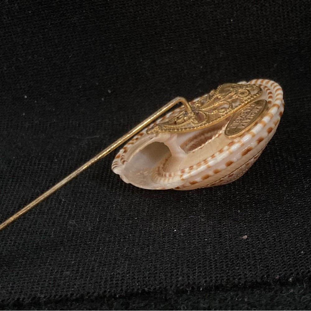 Miriam Haskell Vintage Nautilus Shell Stick Pin 3" - image 4